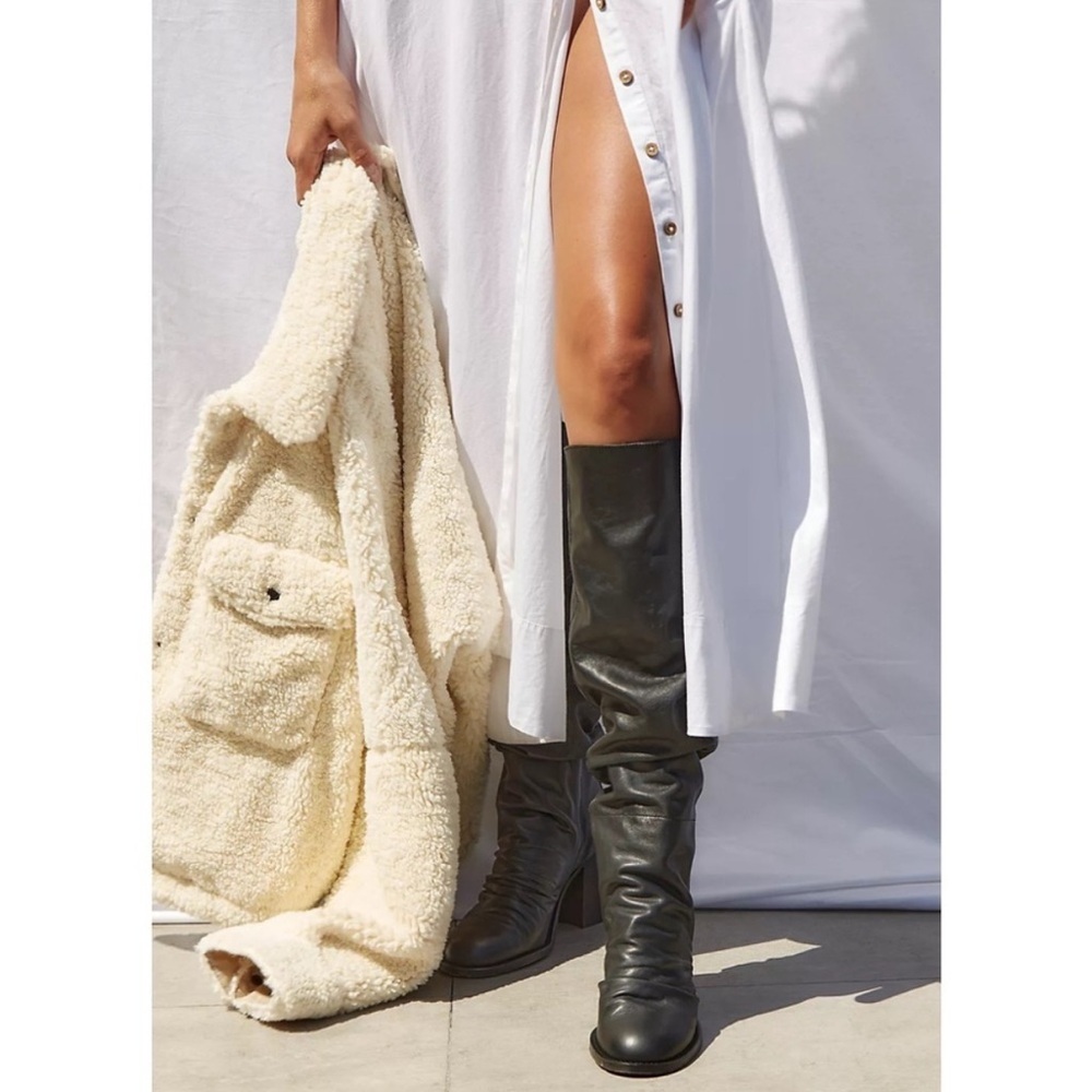 Free People Elle Tall Slouch Boot Black Leather Tall Knee High EUR 40 US 9.5 EUC - Picture 3 of 9
